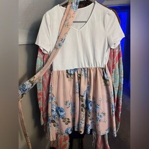 SHEIN White and Pink Floral Dress